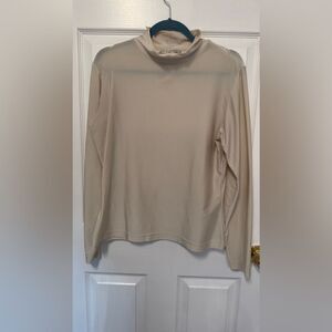 Amanda Smith Mock Neck Long Sleeve Shirt Size L - Warm and Cozy - White color